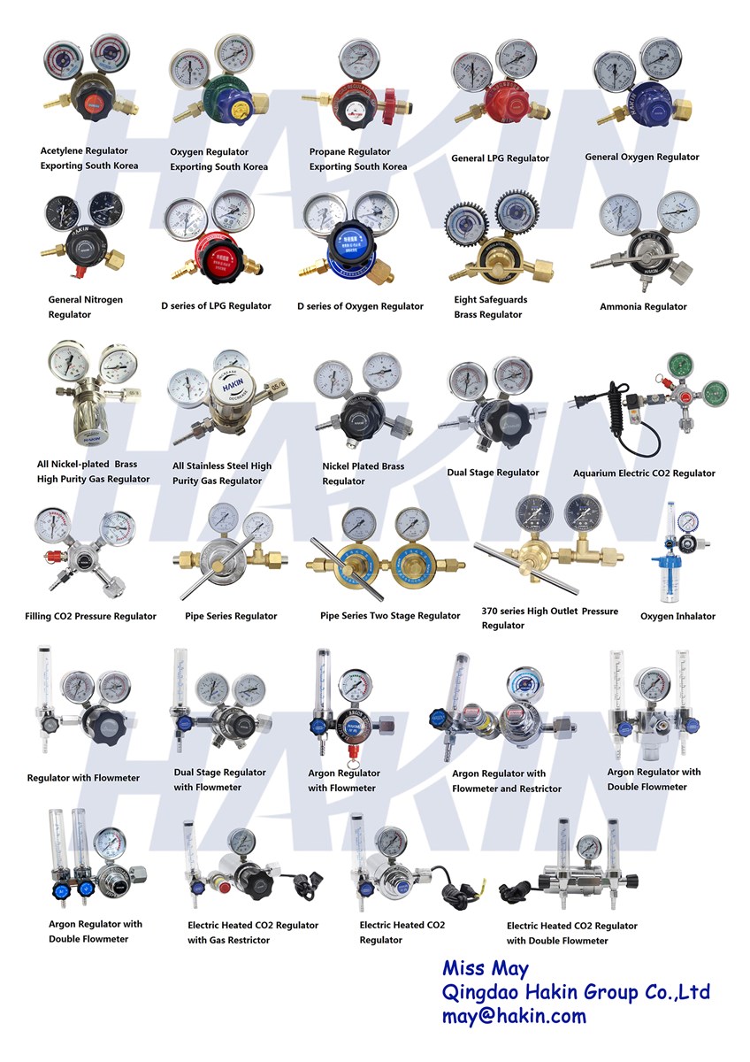 Hakin Gas Regulator with TwoDouble Pressure Gauges for AcetyleneOxygenPropaneLPGNatural GasButaneMethane