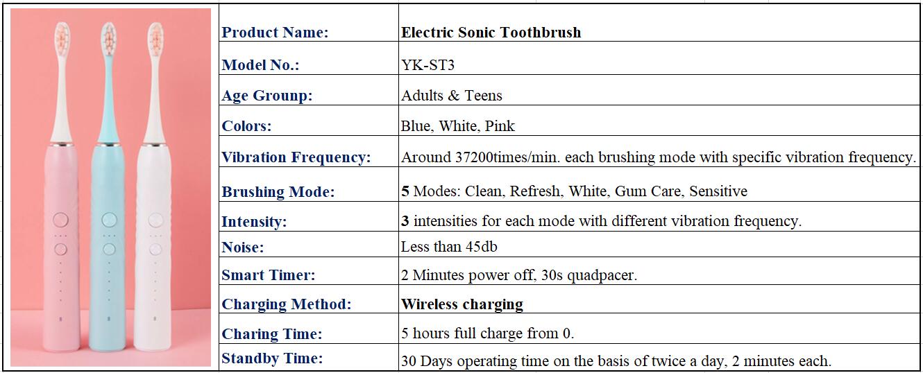 Inductive Charging Portable Toothbrush Cordless Sensitive Oral Electric Toothbrush with Brush Holder