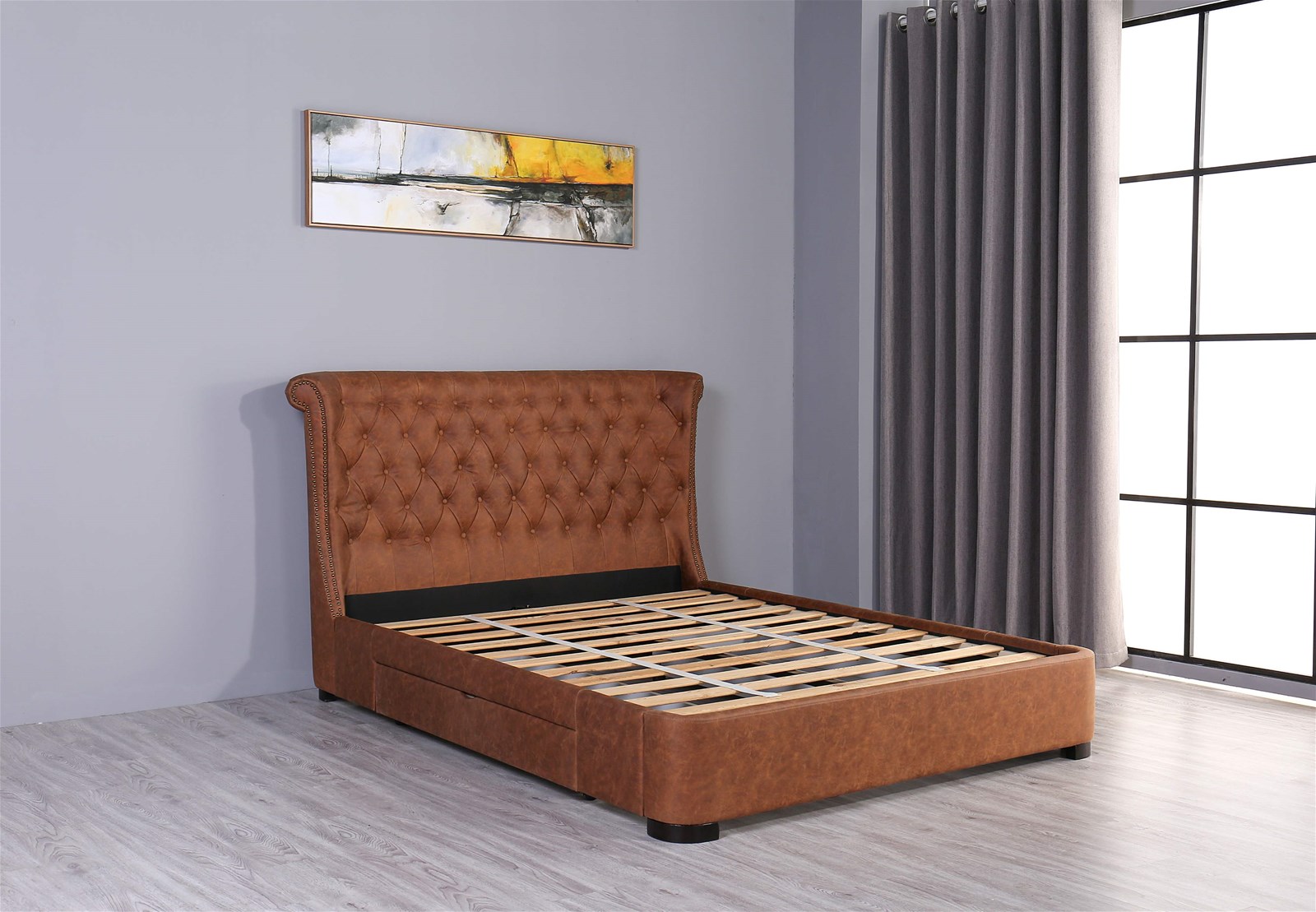 Upholstered Storage Wingback Bed