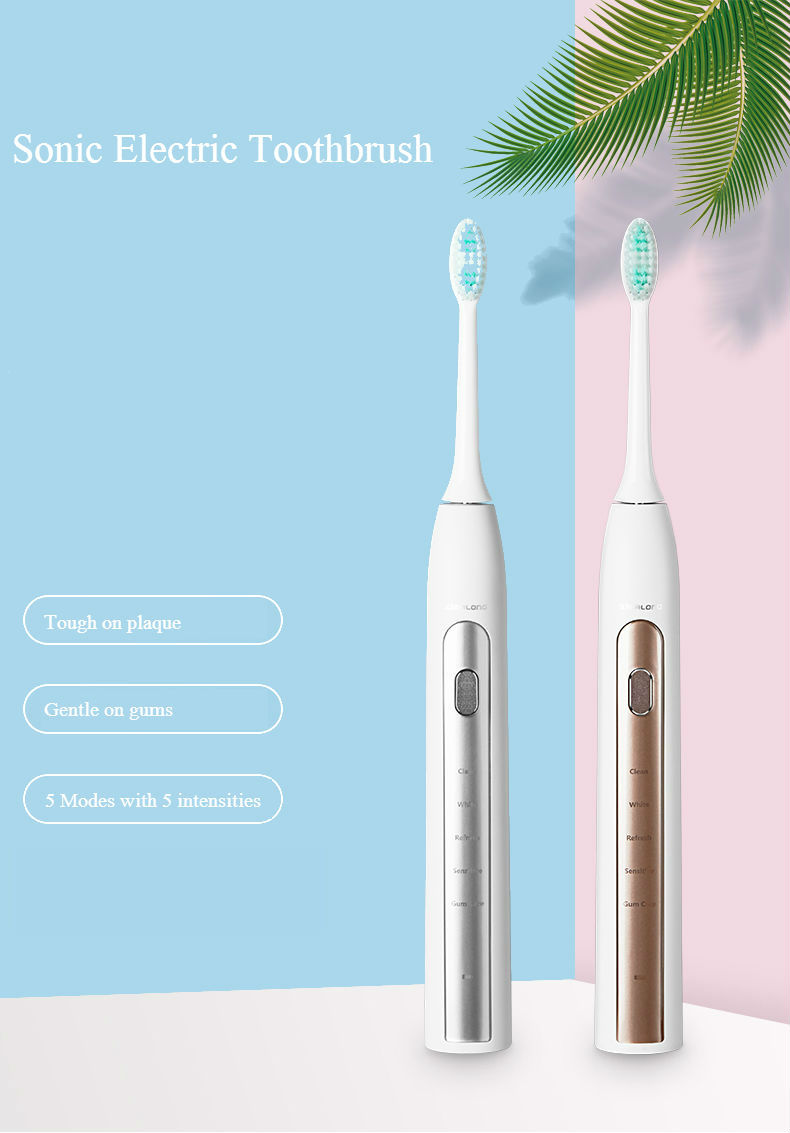 USB Charging Long Battery Life Sound Wave Type Electric Toothbrush