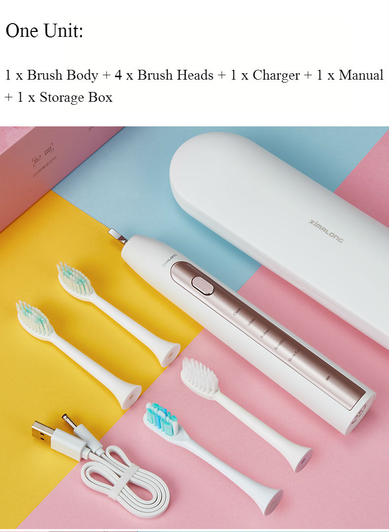 USB Charging Long Battery Life Sound Wave Type Electric Toothbrush