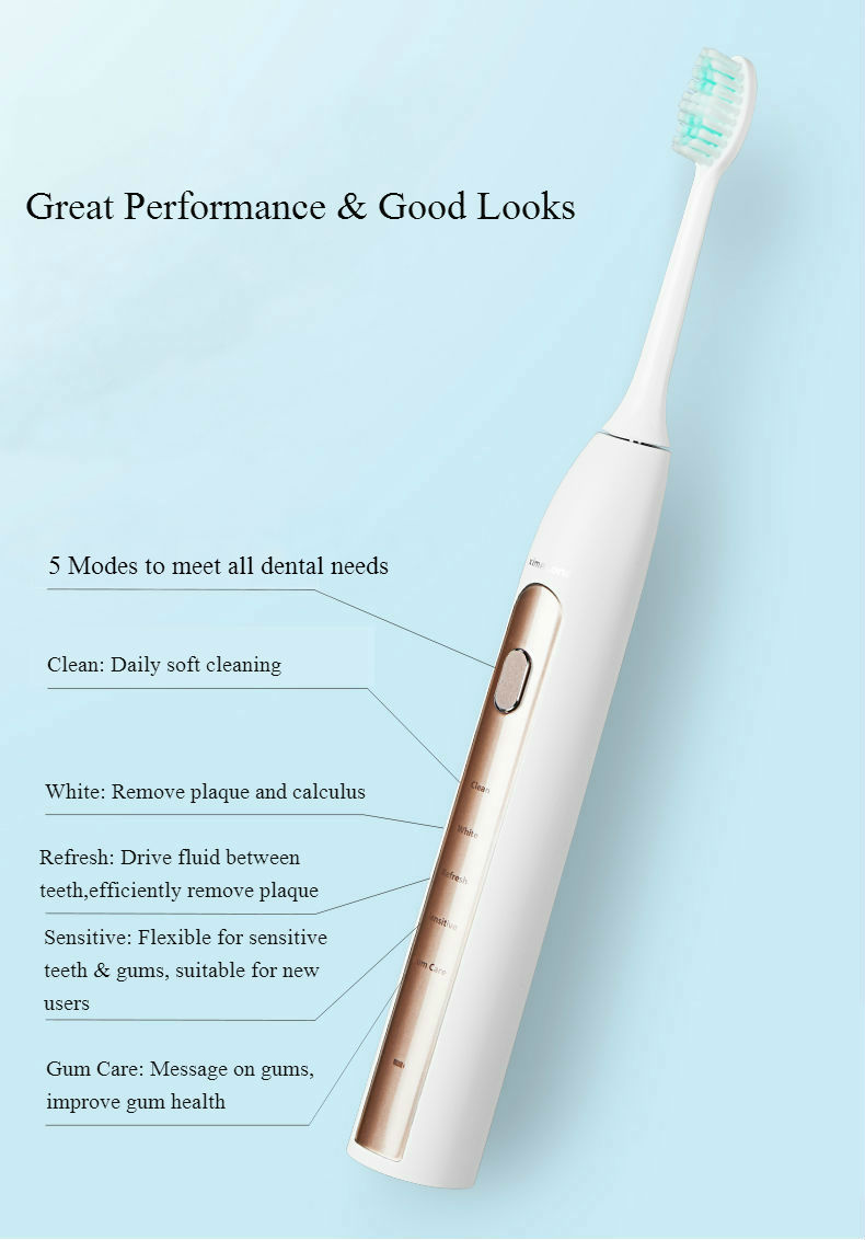 USB Charging Long Battery Life Sound Wave Type Electric Toothbrush