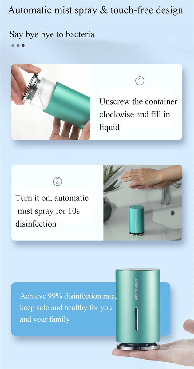 Large Capacity Long Operating Time Touchless Aochol Dispenser Avoid CrossInfection