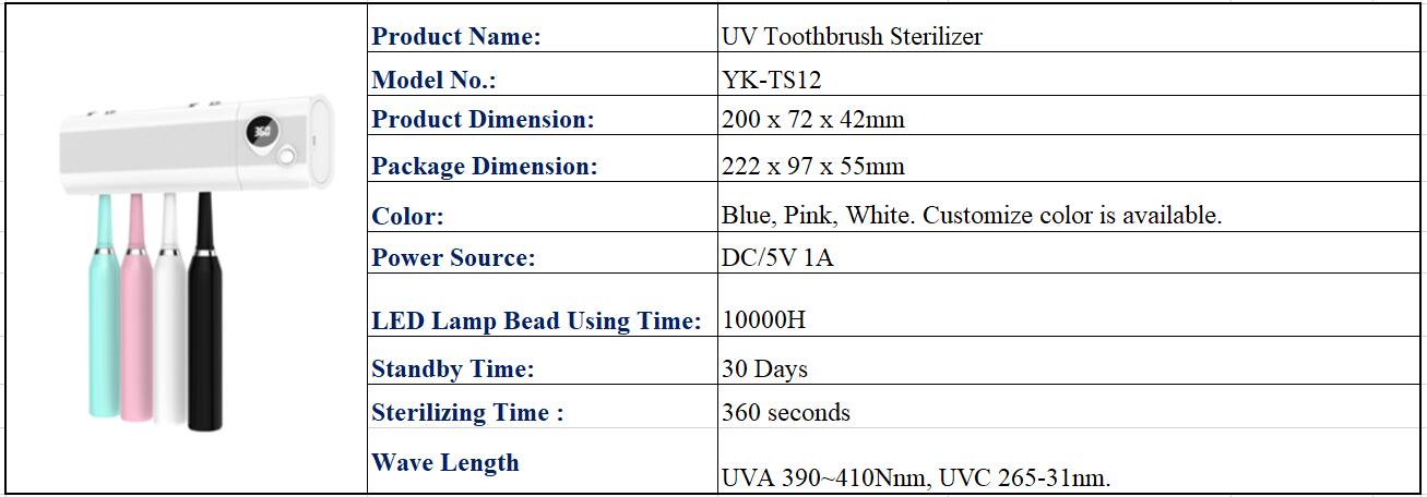 Portable HighEfficiency Endurance Ultraviolet Sterilizer UV Light Toothbrush Sterilizer