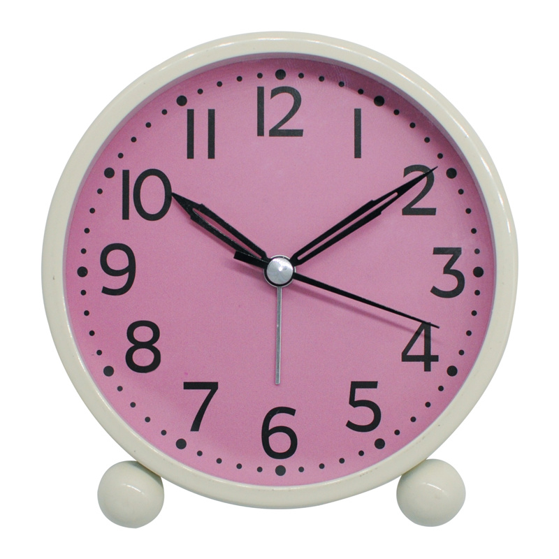 Analog Alarm Clock 4 inch Super Silent Non Ticking Small Clock with Night Light Battery Operated Simply Design