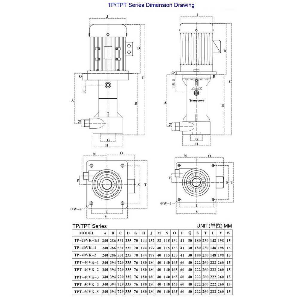 TPT 1 5HP Vertical acid and alkali resistant pump
