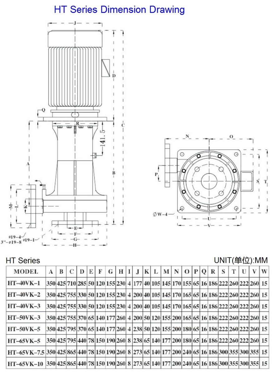 HT 115HP FRPPPVDF Vertical Pump for Waste Gas Chemical Fluid Transporation