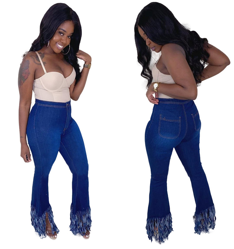 washed personality street trend slim fit tassel