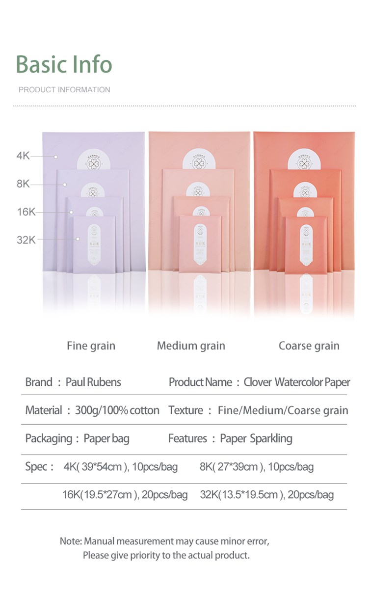 Official Paul Rubens Watercolor Paper 100 Cotton 300g Glitter Professional Water Color Paper for Artist