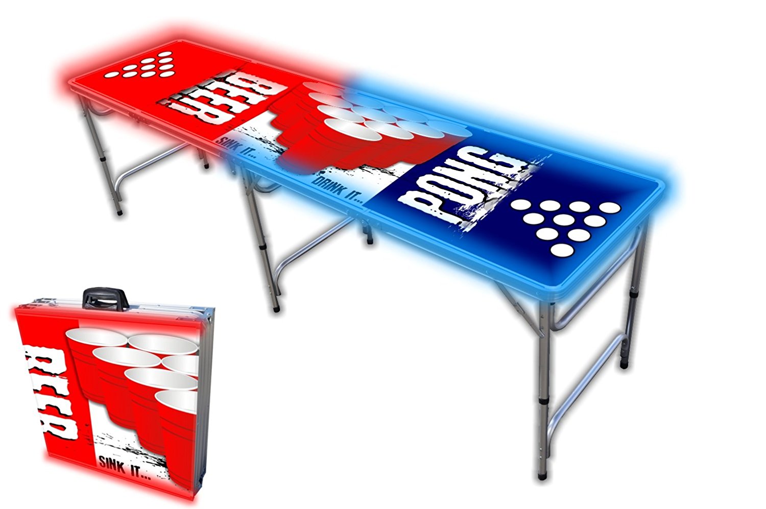 Indoor and Outdoor Party Game Table LED Beer Pong Table with Holes
