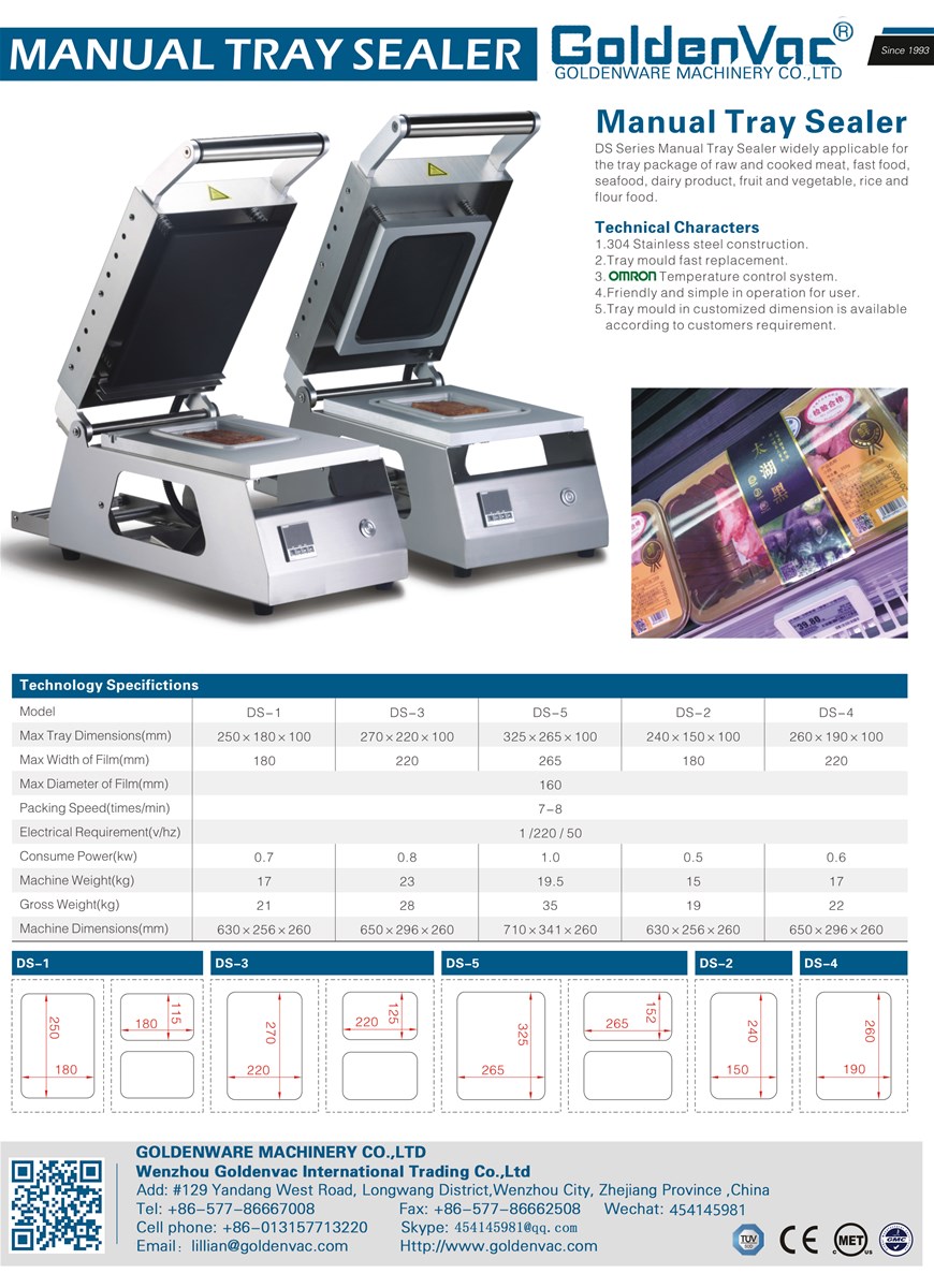 Food Manual Tray Sealing Machine Tray Sealer GDC