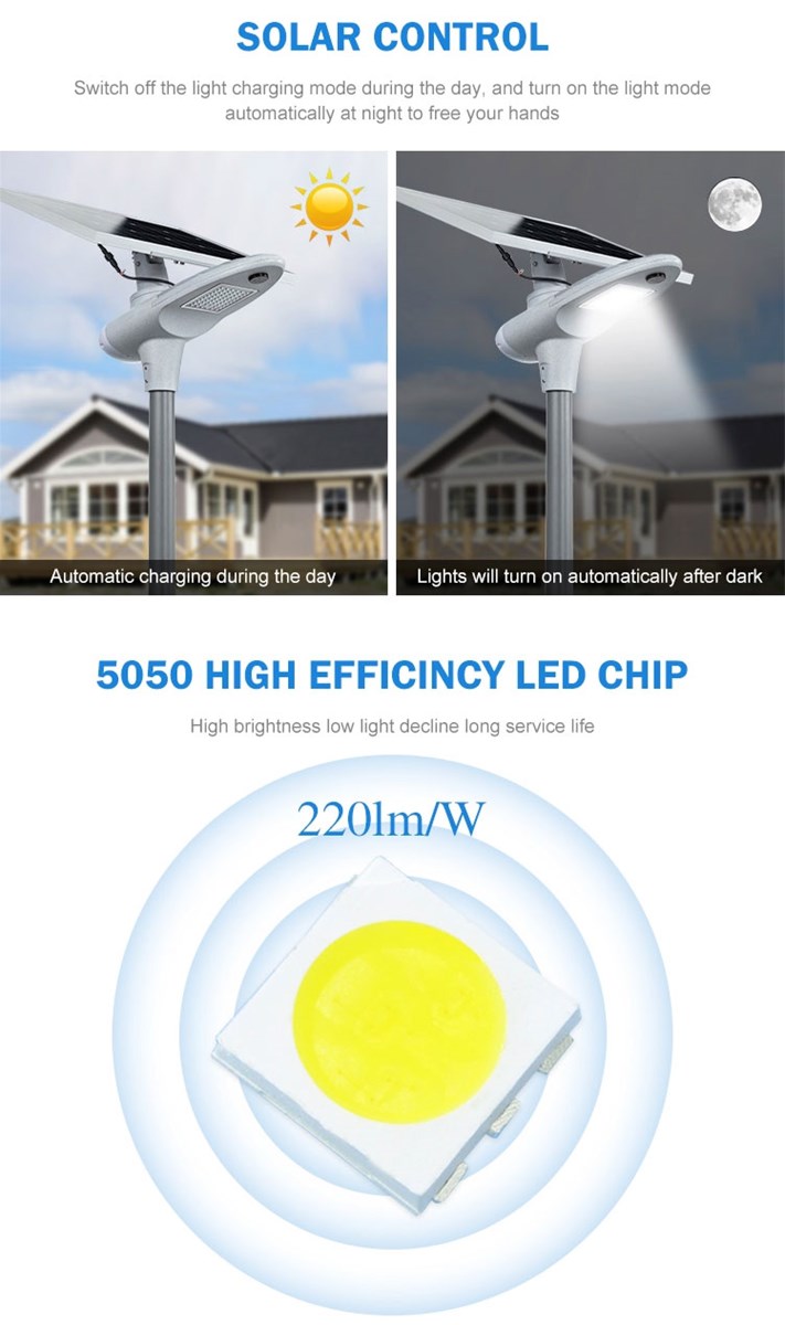 Integrated solar LED street light