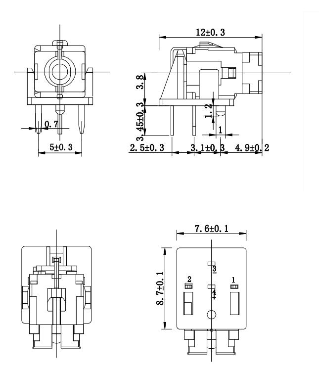 6x6 PCB Mount LED illuminated Right Angle Tactile Switch