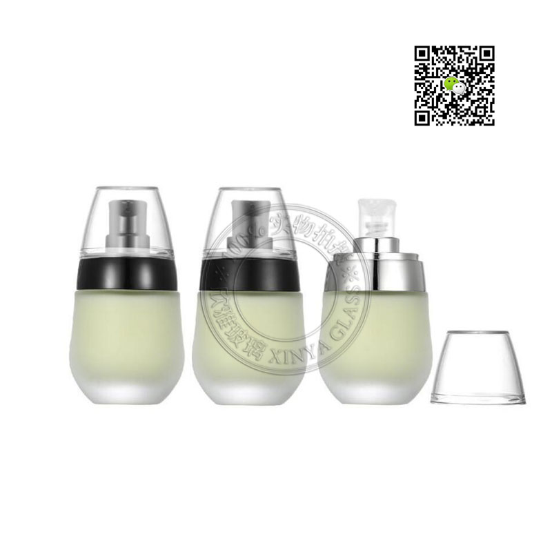 30ml foundation glass bottle black silver gold ring pump sprayer serum lotion concealer bottle