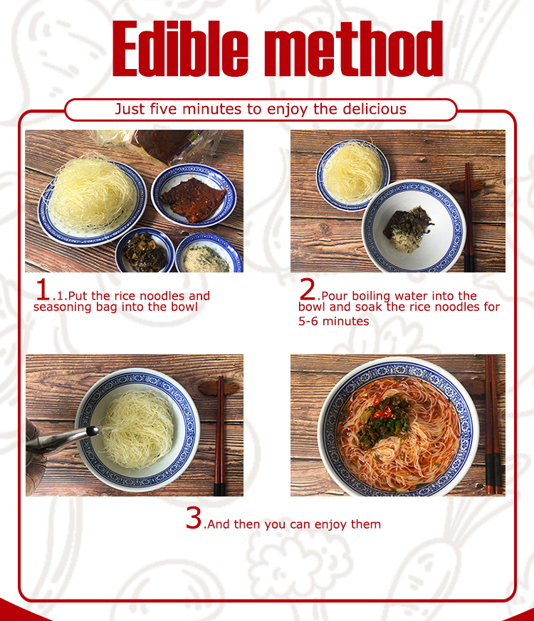 Hot and Sour Cold Rice Noodles Hot Selling Dehydrated Vegetables for Instant Noodles Bag OEM Nonfried