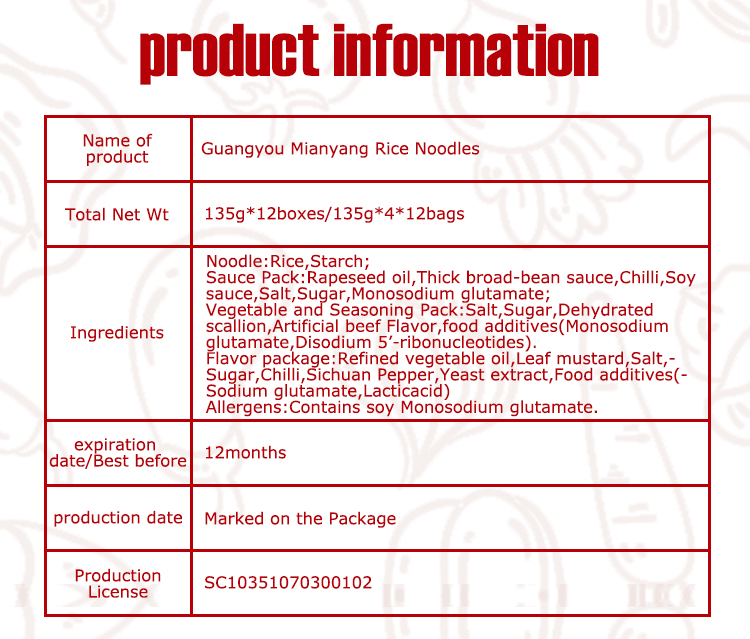 Hot and Sour Cold Rice Noodles Hot Selling Dehydrated Vegetables for Instant Noodles Bag OEM Nonfried