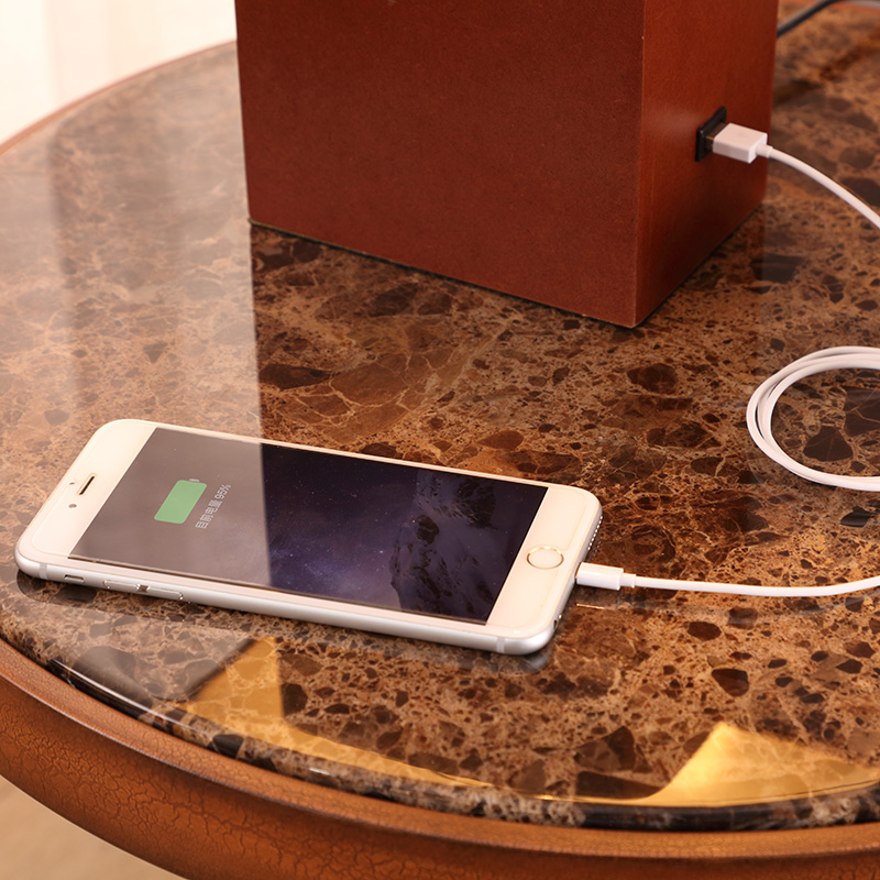 LED LightFast Charge Wood USB Side Table and Desk Lamp with Screen Line Fabric ShadeTouch Switch