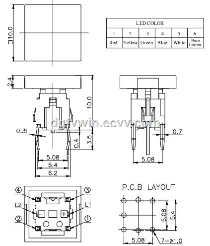 Push Button Computer Power LED illuminated Switch Square 10mm