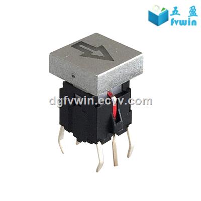 Illuminated 66 Tact Switch With Red LED Light 6 Pin