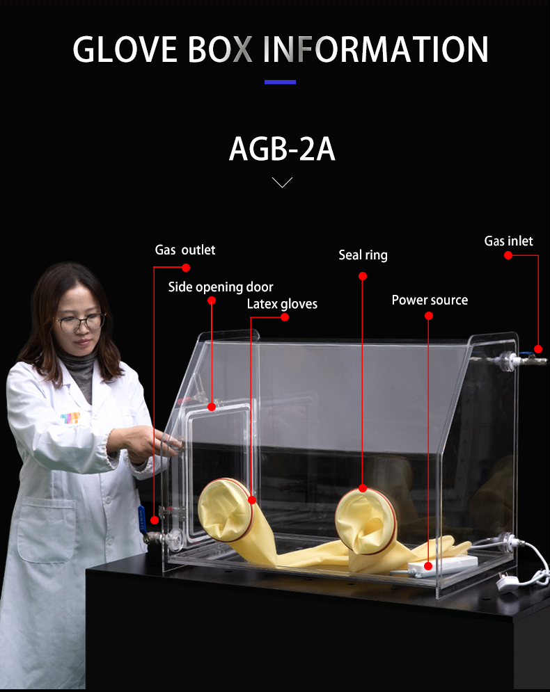 Lab Benchtop Acrylic Transparent Glovebox with Optional Box Sizes Customized Acrylic Glovebox for test use