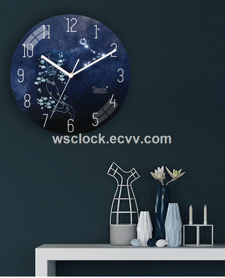 Cheap Modern Home Decoration 12 Constellations Round Wall Clock