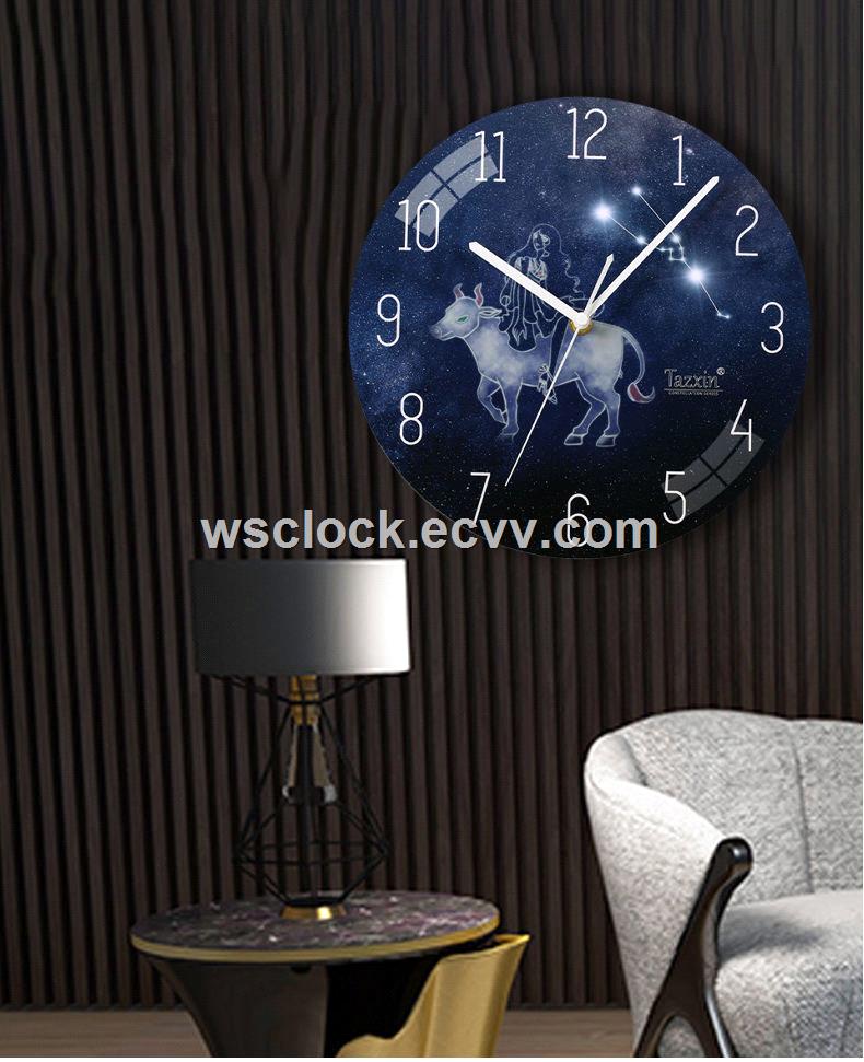 Cheap Modern Home Decoration 12 Constellations Round Wall Clock