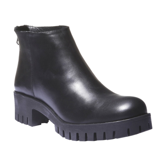 Leather ankle boots with wedge heel and leather shoes