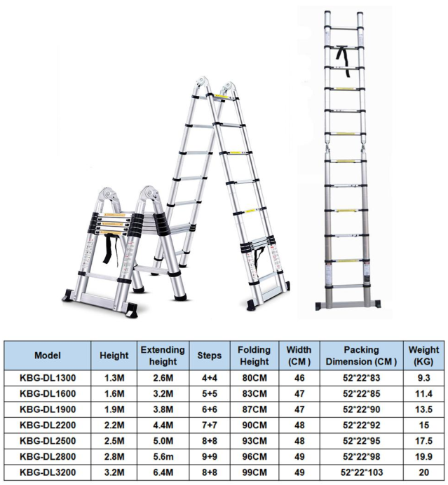 MultiPurpose Aluminium Telescopic Extension Folding Step Ladder with Stabilizer