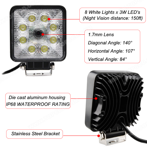 Farm Equipment LED Working Lamp BuiltIn Camera from Topccd TOPLWLC2