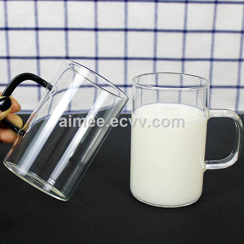 Factory Sale Crystal Glass Coffee Milk Mug With Green Black Brown Blue Colorful Handle