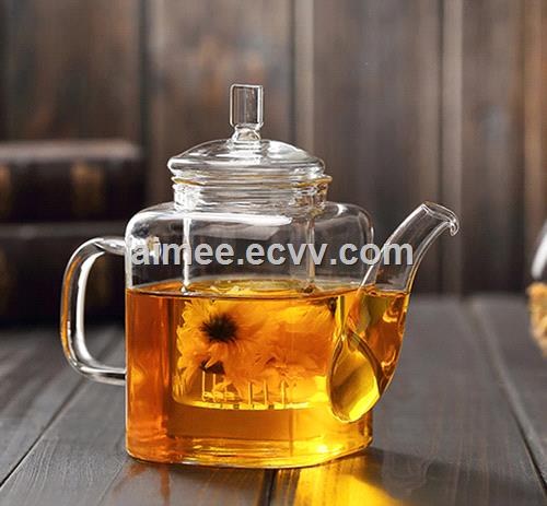 Heat Resistant Square Shape glass teapot Loose Leaf flower Borosilicate Glass Teapot Round shape Glass Teapot