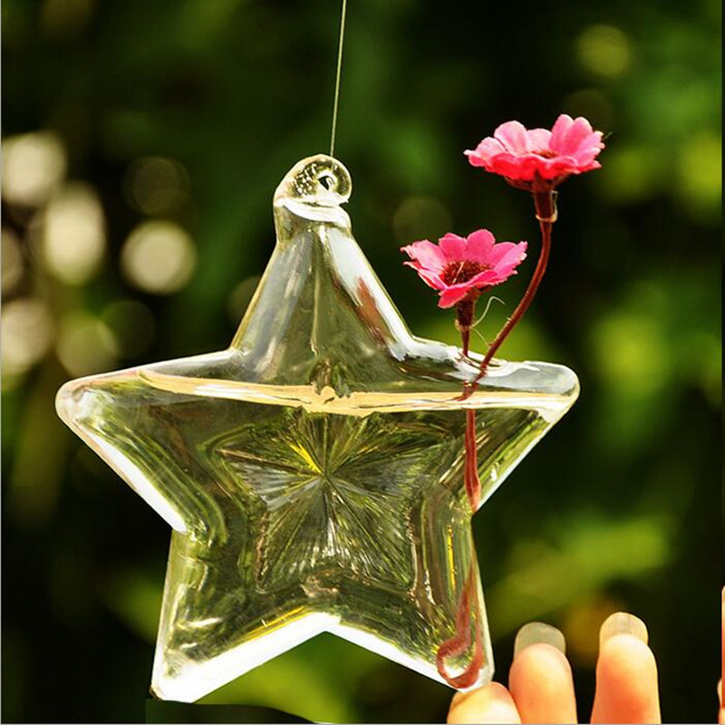 Star Shaped Glass Terrarium Vase Top Popular Creative Hanging Waterplant Bottle Home Decorative Friend Gift