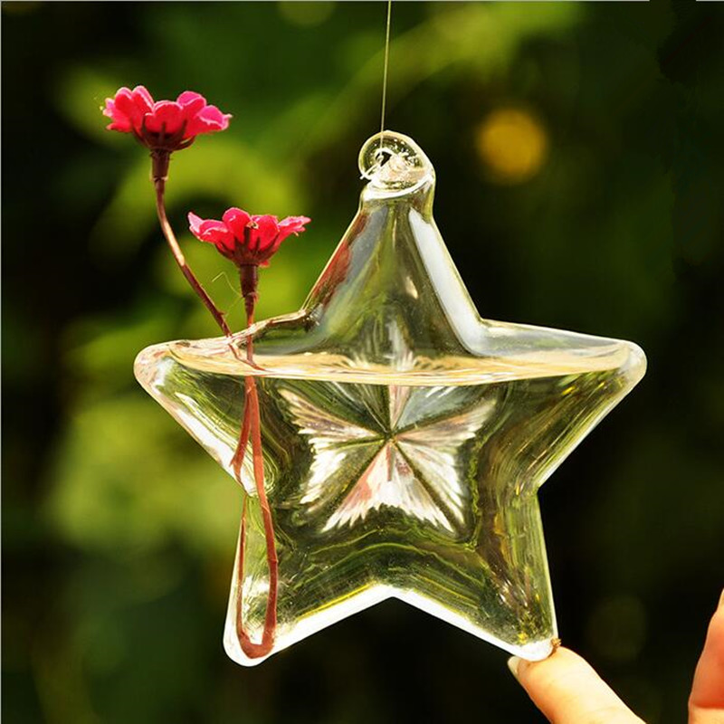 Star Shaped Glass Terrarium Vase Top Popular Creative Hanging Waterplant Bottle Home Decorative Friend Gift