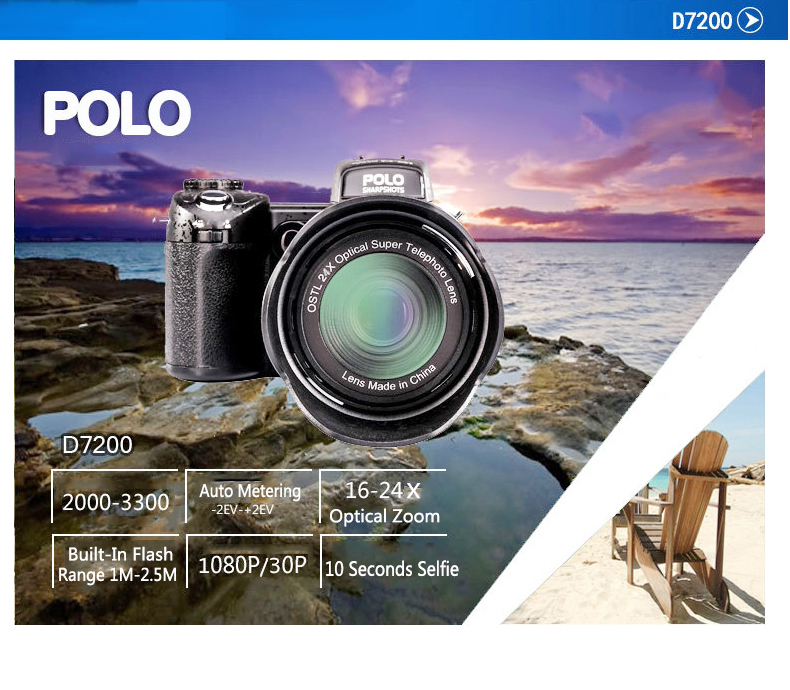 ELRVIKE 2021 Digital Camera HD POLO D7200 33Million Pixel Auto Focus Professional SLR Video Camera 24X Optical Zoom Thre
