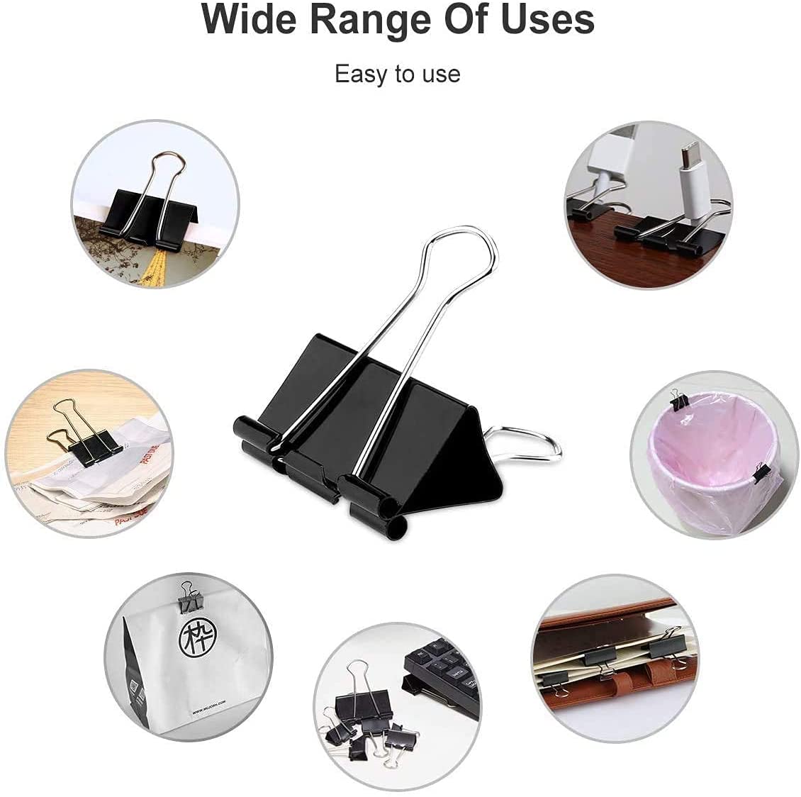 China Manufacturer Stationary Items Office School Black Paper Clip Metal Paper Binder Clips