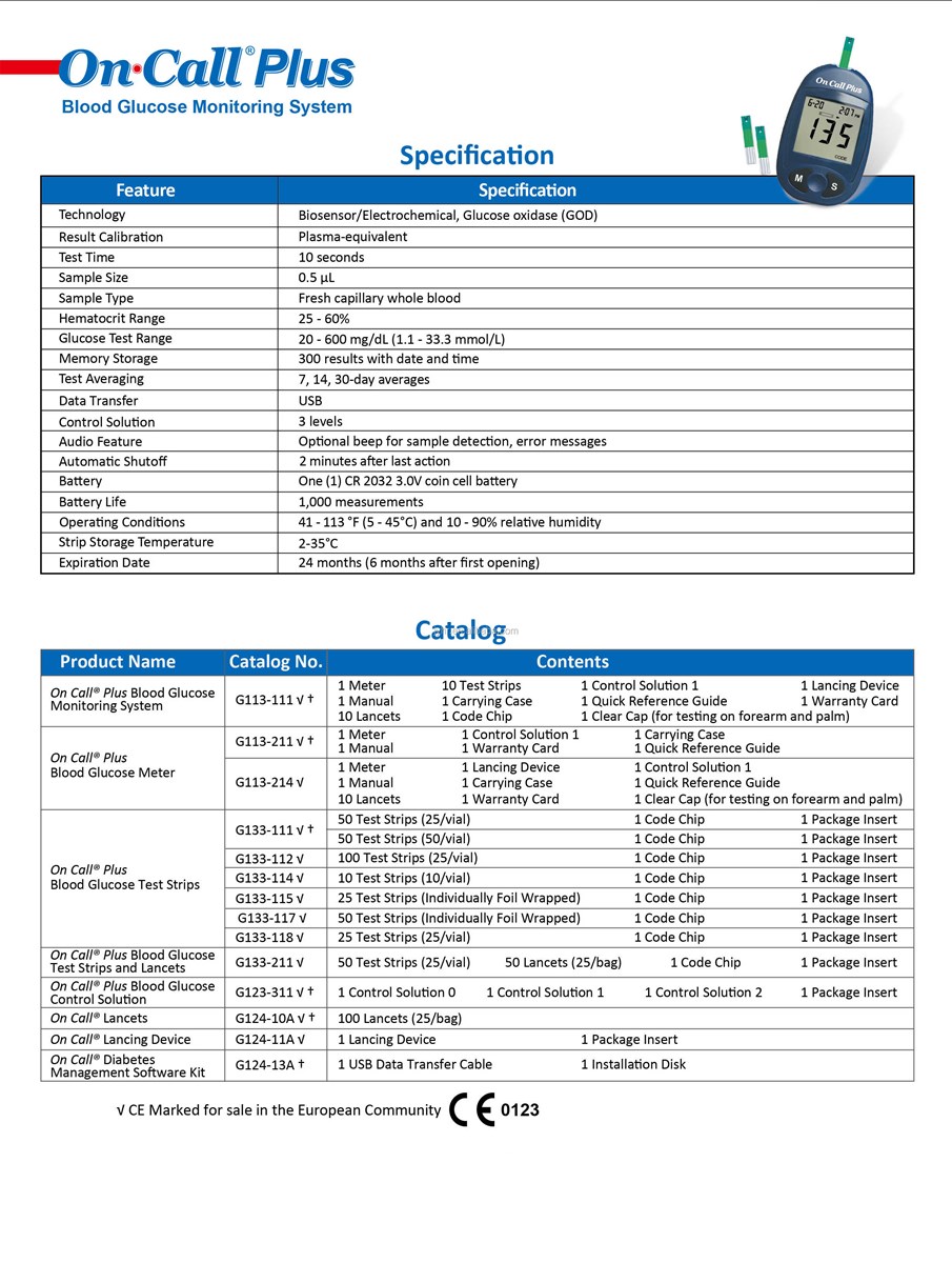 blood glucose test strip on call plus acon 25 individual package