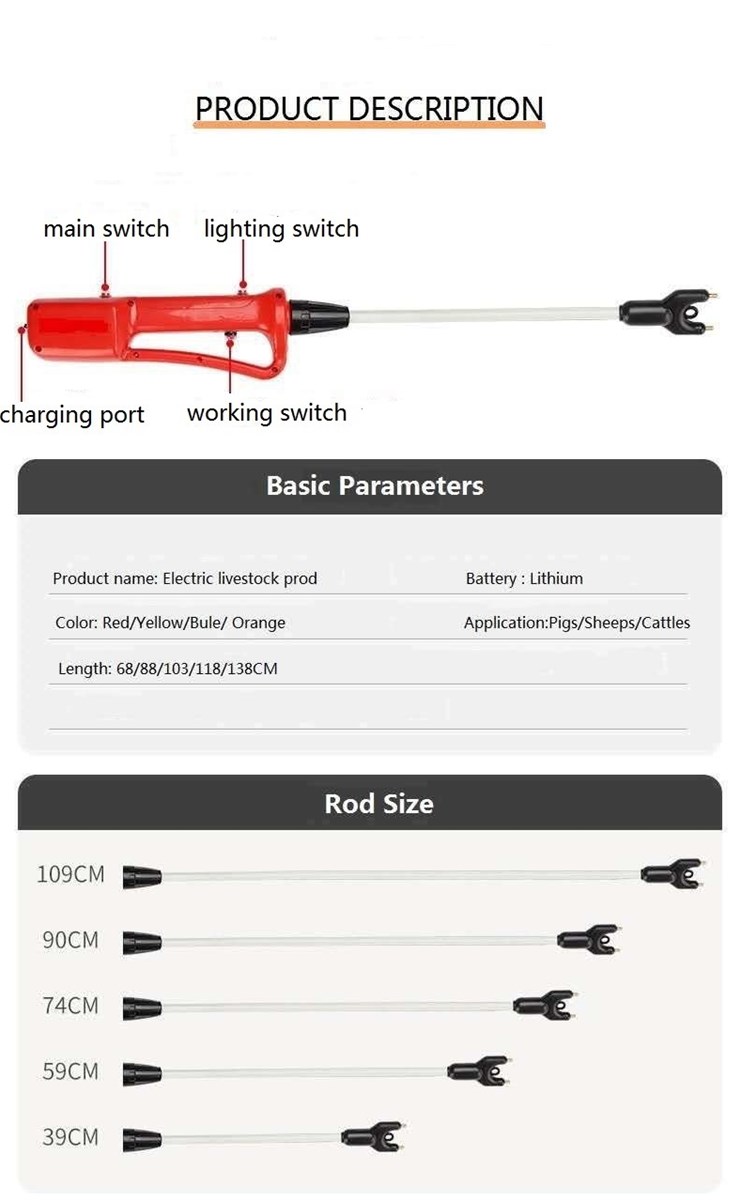 Animal Electric Shock Rod Cattle Prod