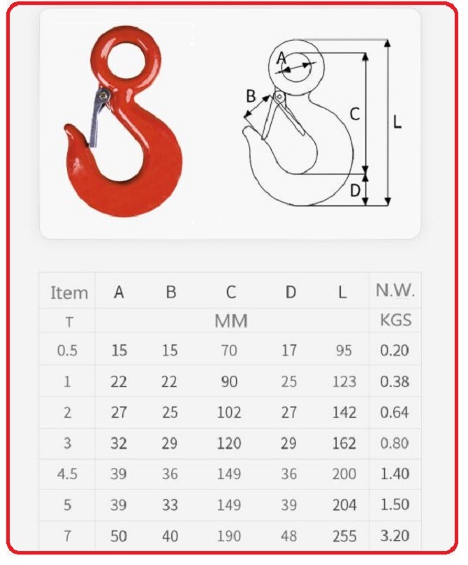 High Quality Rigging Hardware 320A Eye Slip Hook with Safety Latch US type