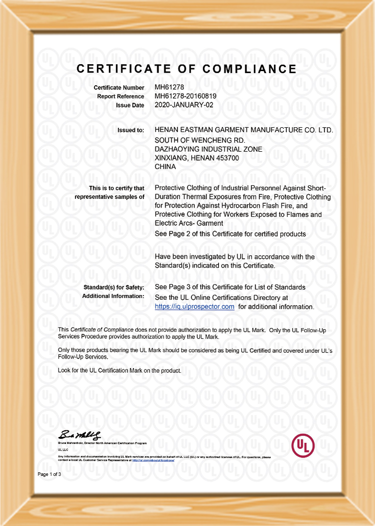 NFPA2112 high quality flame retardant boiler suit fireproof protective coverall