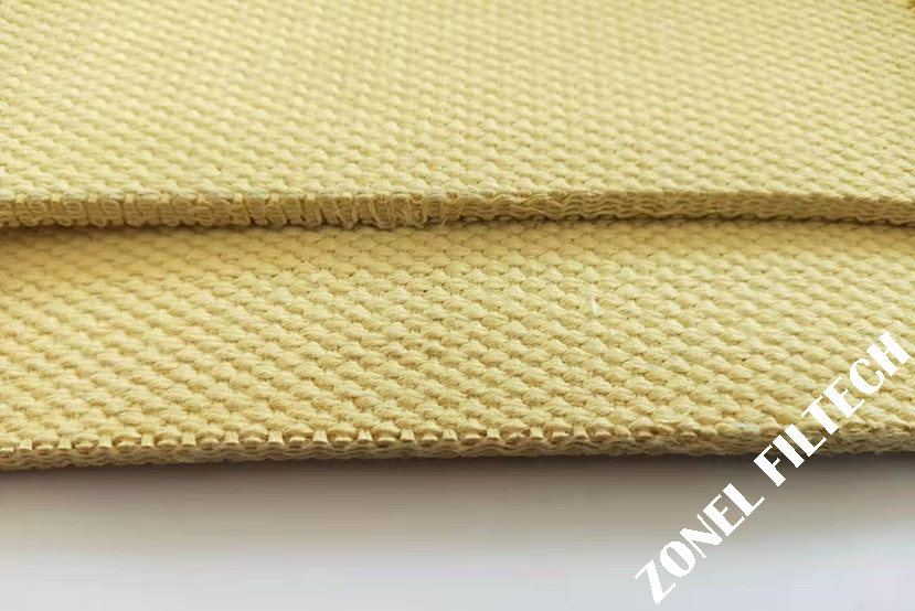 Aramid air slide fabrics for high temperature particles transfer