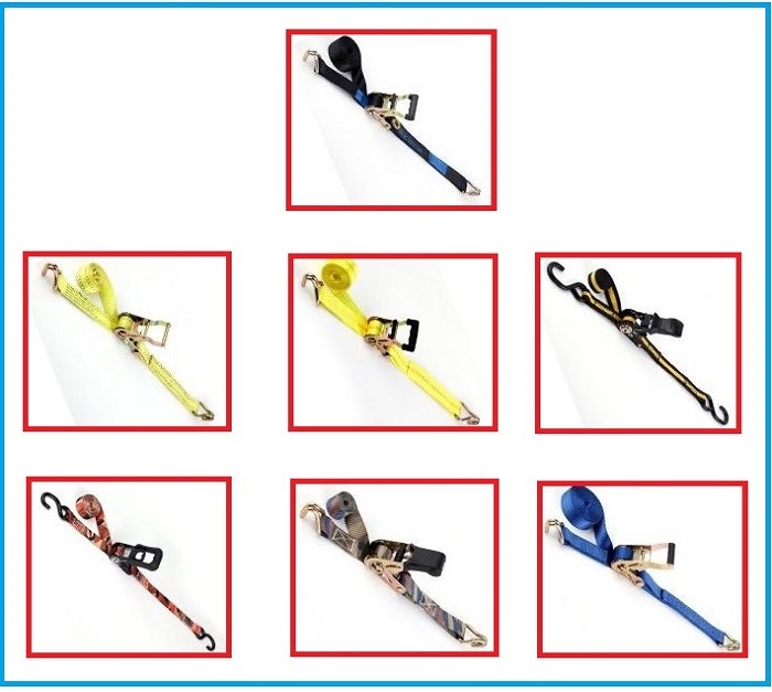 Tie down strap with ratchet buckle double J hook cargo control restraint system flat bed solution