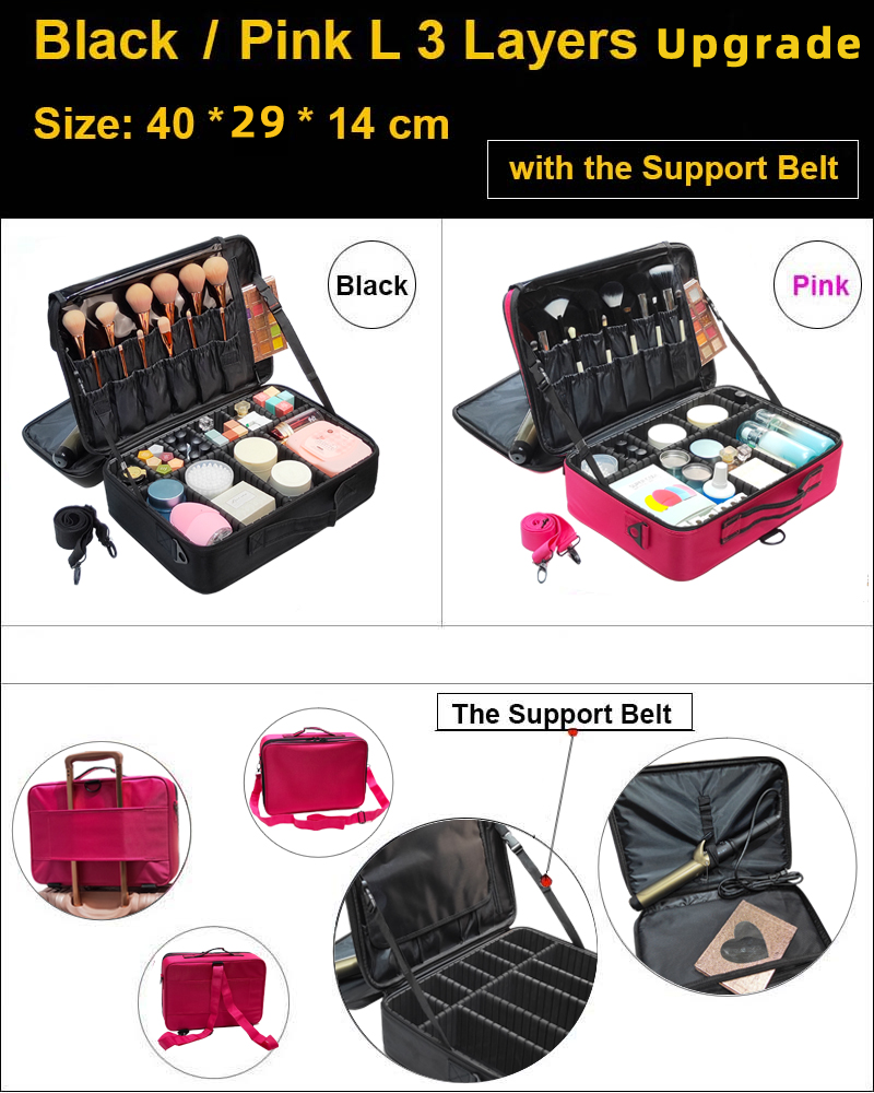 New Upgrade Large Capacity Cosmetic Bag Hotselling Professinal Women Travel Makeup Case