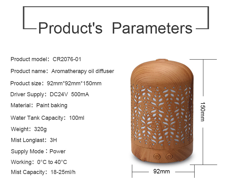 Vintage Chinese Style 7 Colors Aroma Diffuser Air Humidifier 100ML Essential Oil Diffuser