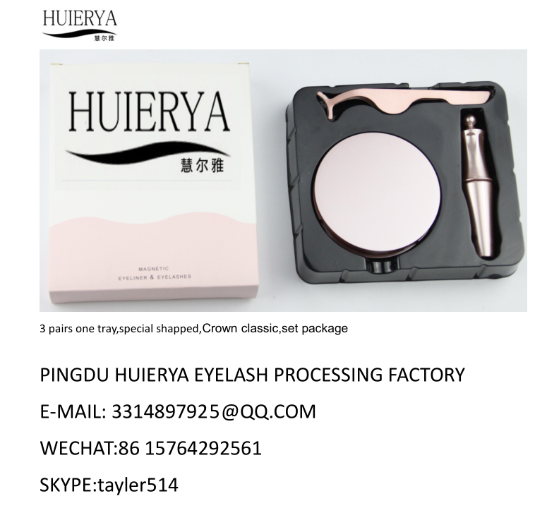 3 pairs one tray synthetic fiber eyelashwith tweezer cream eyeliner mascaraspecial shappedCrown classicset package