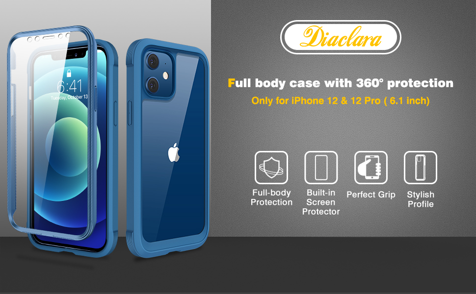 Polycarbonate Full Soft TPU Bumper Case with Builtin Touch Sensitive AntiScratch Screen Protector for iPhone 1212 pro