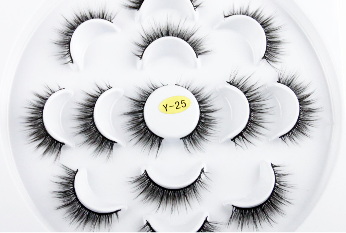 synthetic fibermagnetic fiber eyelashes7PAIRS one trayLOCUSshaped set PACKage