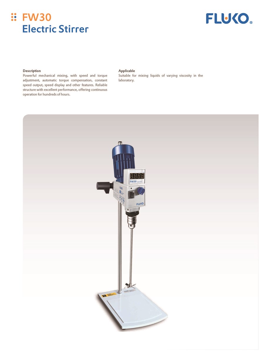 FLUKO FW30 electric stirrer dispersing emulsifier