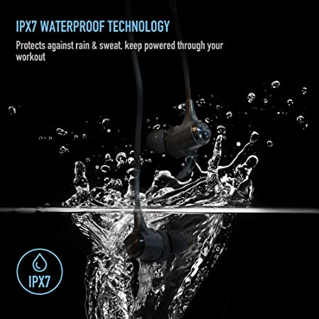 16 Hrs Work IPX7 Waterproof Bluetooth 50 Sports Wireless Headphones with Magnetic Connection for Running Builtin Mic