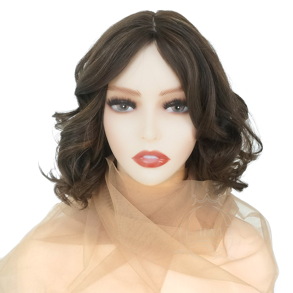 A13 inches brown color with highlight remy hair wigs jewish wig