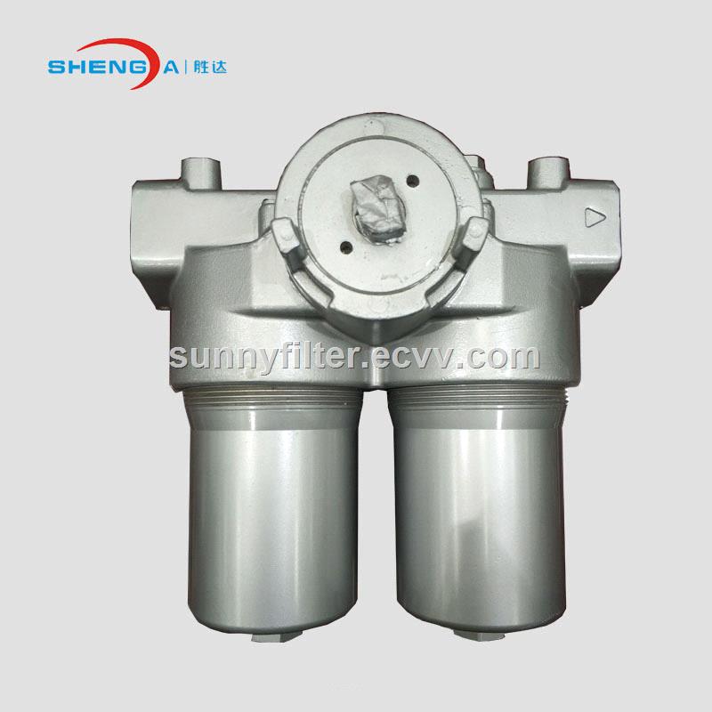Inline duplex oil filter assembly
